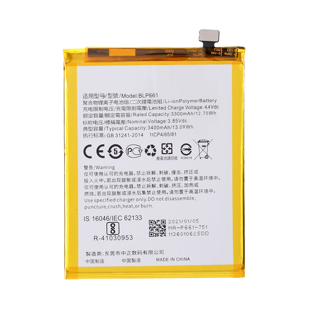 3.85V 3300mAh Battery Replacement (Encode: BLP661) (without Logo) for OPPO F7/A3