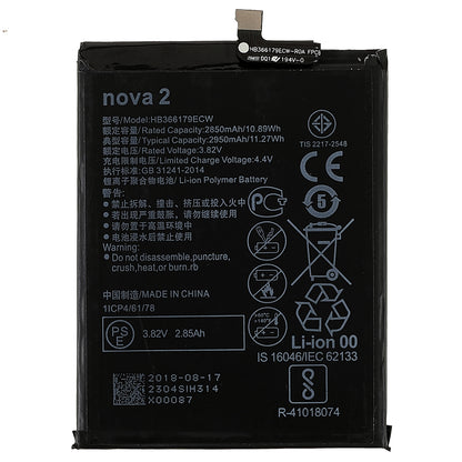 3.82V 2850mAh Battery Replacement (Encode: HB366179ECW) (without Logo) for Huawei nova 2