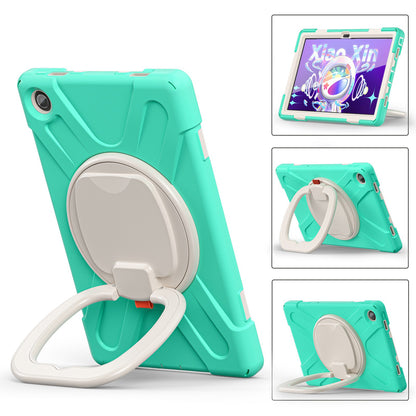 For Lenovo Tab M10 Plus (Gen 3) TB-125F/TB-128F PC + Silicone Anti-drop Tablet Case Anti-wear Anti-shock Cover with Hand Grip Rotary Kickstand