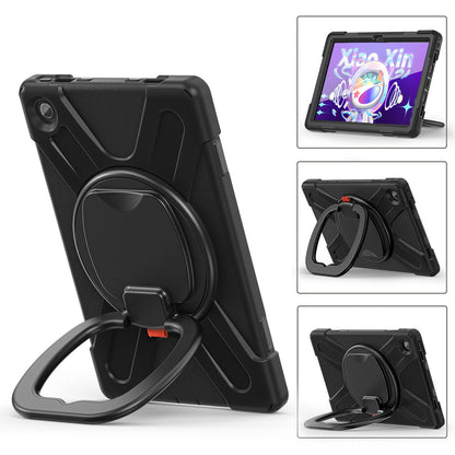 For Lenovo Tab M10 Plus (Gen 3) TB-125F/TB-128F PC + Silicone Anti-drop Tablet Case Anti-wear Anti-shock Cover with Hand Grip Rotary Kickstand