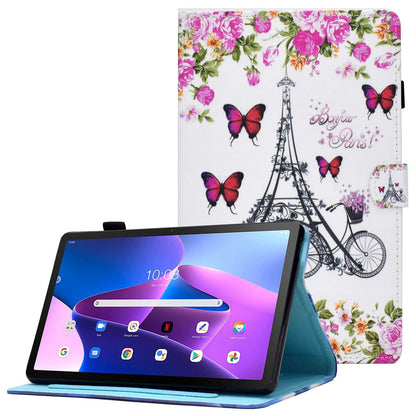 PU Leather Stand Tablet Case for Lenovo Tab M10 Plus (Gen 3), Stitching Pattern Printing Card Holder Cover