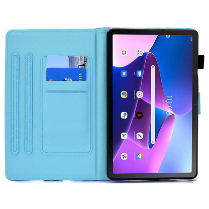 PU Leather Stand Tablet Case for Lenovo Tab M10 Plus (Gen 3), Stitching Pattern Printing Card Holder Cover