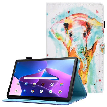 PU Leather Stand Tablet Case for Lenovo Tab M10 Plus (Gen 3), Stitching Pattern Printing Card Holder Cover