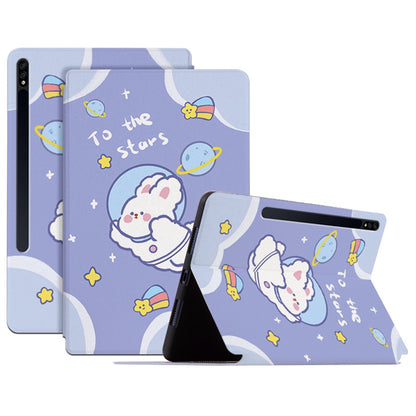 For Samsung Galaxy Tab S8+/Tab S7 Plus/Tab S7 FE, Shockproof Case Cartoon Pattern Printed PU Leather Cover Auto Wake/Sleep Tablet Case with Stand