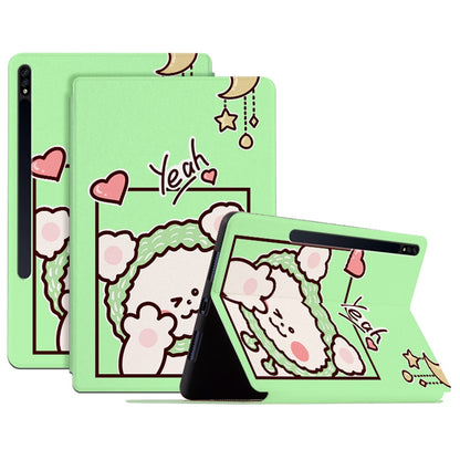 For Samsung Galaxy Tab S8+/Tab S7 Plus/Tab S7 FE, Shockproof Case Cartoon Pattern Printed PU Leather Cover Auto Wake/Sleep Tablet Case with Stand