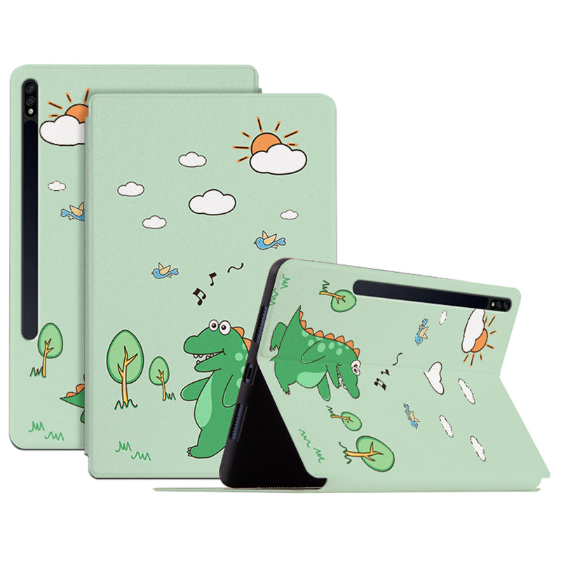 For Samsung Galaxy Tab S8/Tab S7 Shockproof Case with Auto Wake/Sleep Cartoon Pattern Printed PU Leather Cover Stand Tablet Case