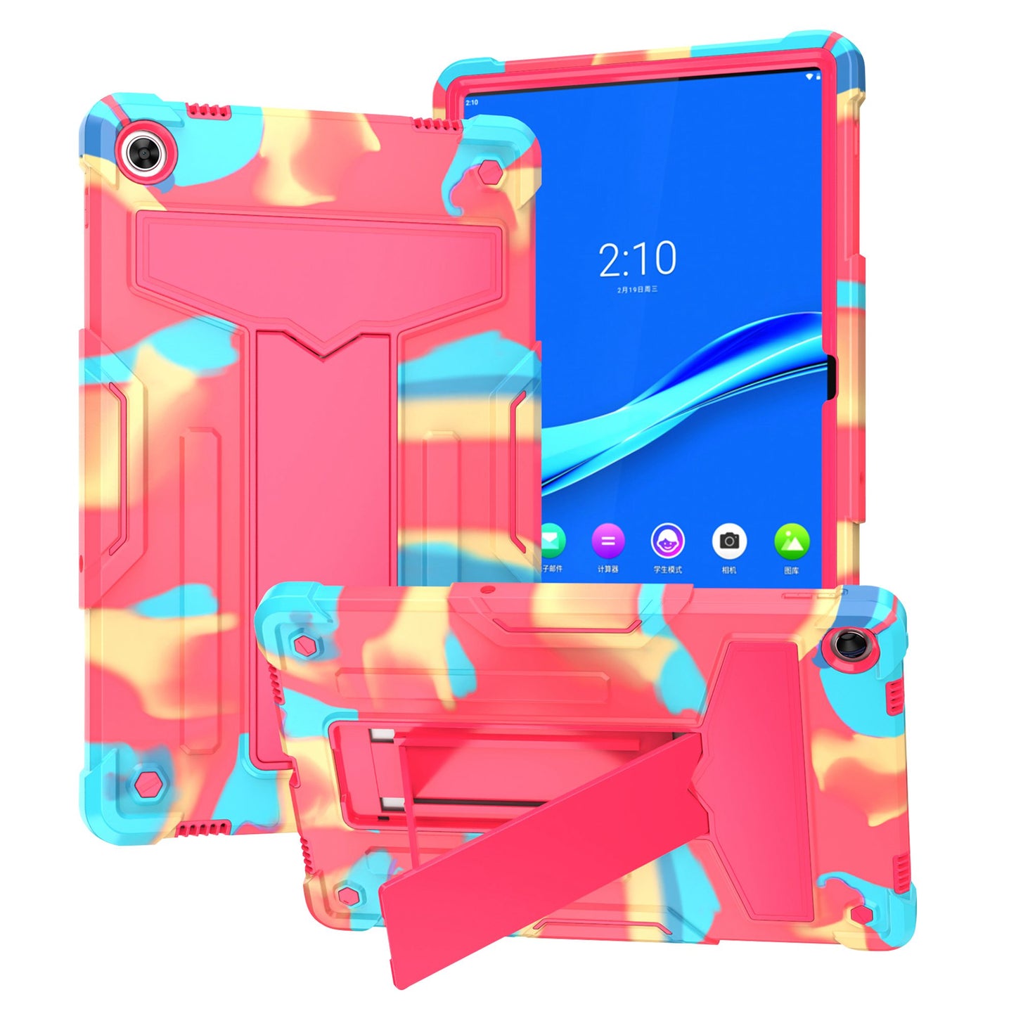 For Lenovo Tab M10 Plus (Gen 3) T-shaped Kickstand Shockproof Anti-fall PC + Silicone Tablet Case Protective Cover