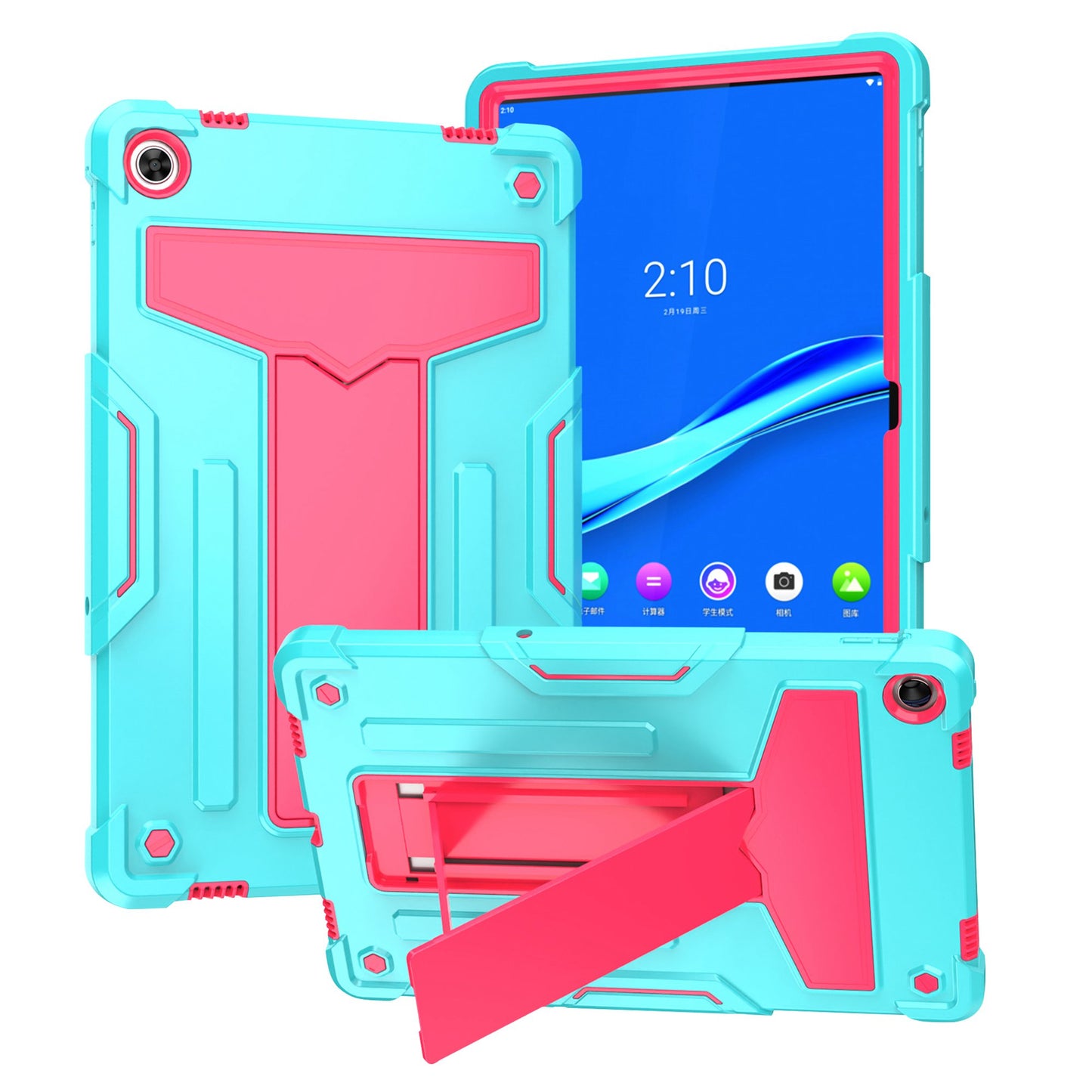 For Lenovo Tab M10 Plus (Gen 3) T-shaped Kickstand Shockproof Anti-fall PC + Silicone Tablet Case Protective Cover