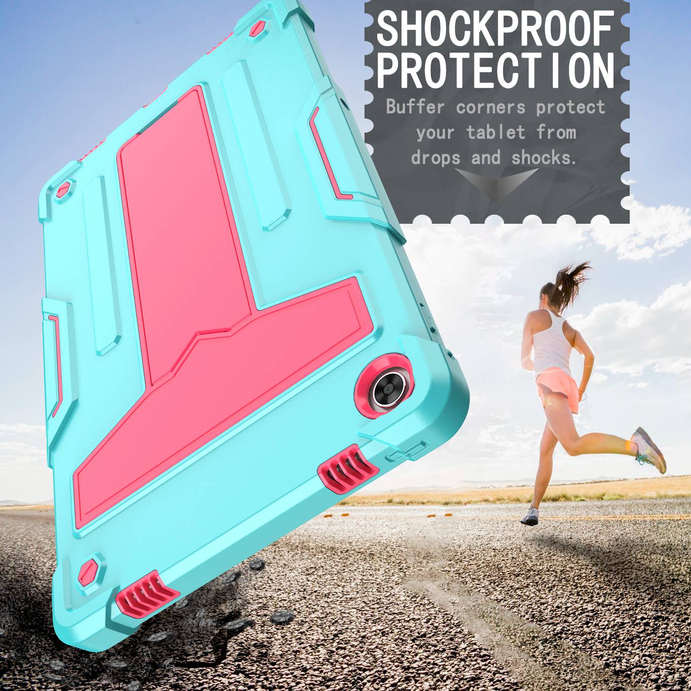 For Lenovo Tab M10 Plus (Gen 3) T-shaped Kickstand Shockproof Anti-fall PC + Silicone Tablet Case Protective Cover