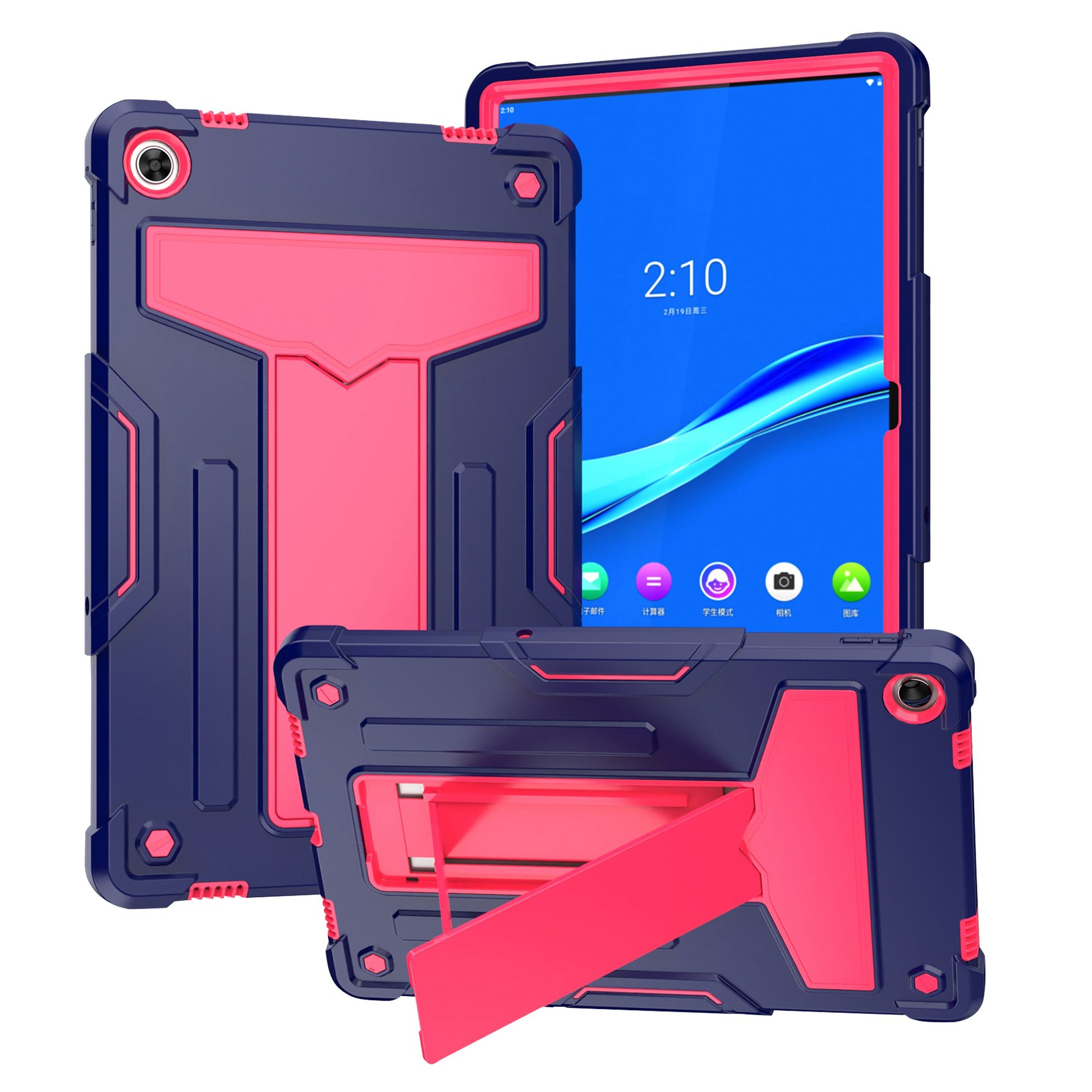 For Lenovo Tab M10 Plus (Gen 3) T-shaped Kickstand Shockproof Anti-fall PC + Silicone Tablet Case Protective Cover