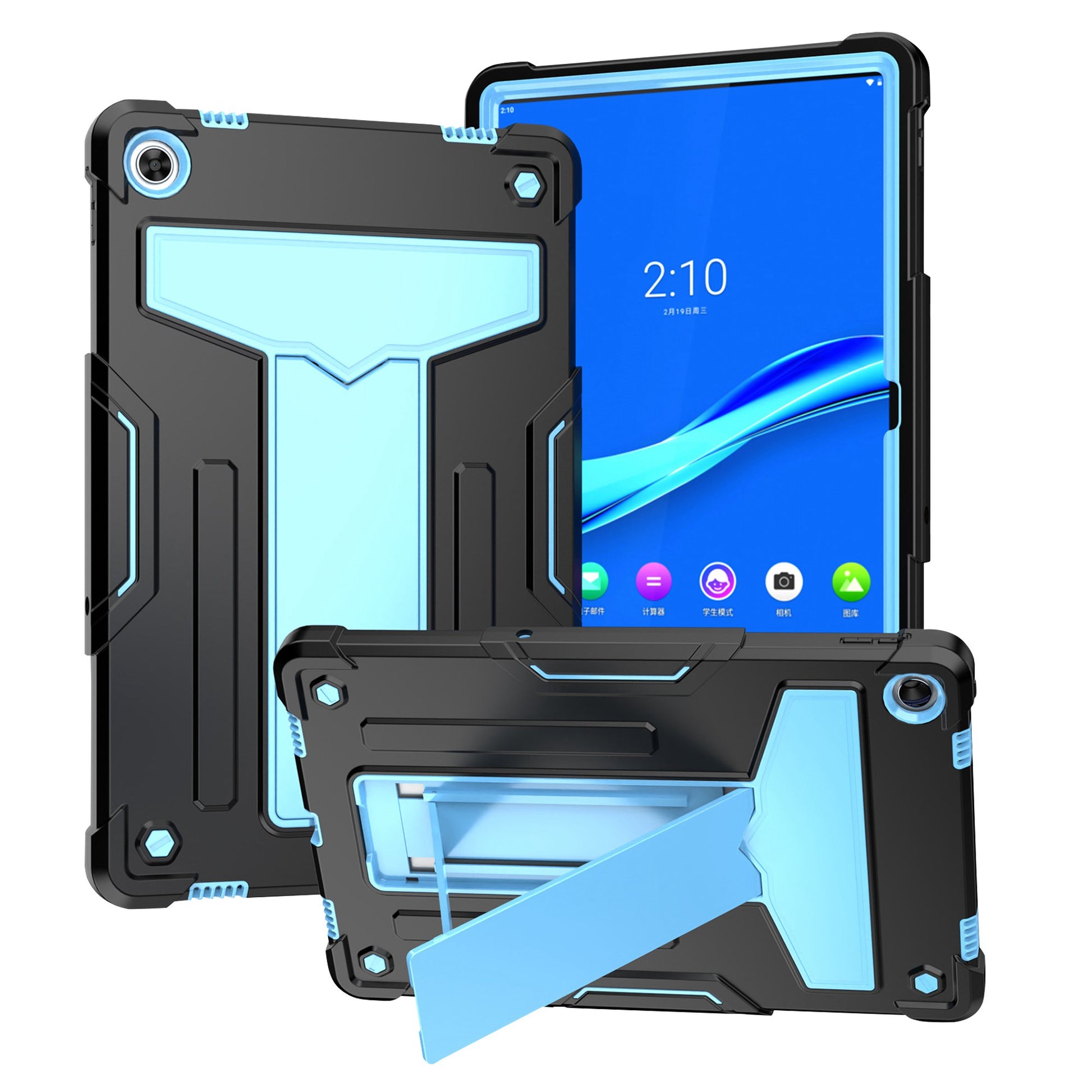 For Lenovo Tab M10 Plus (Gen 3) T-shaped Kickstand Shockproof Anti-fall PC + Silicone Tablet Case Protective Cover