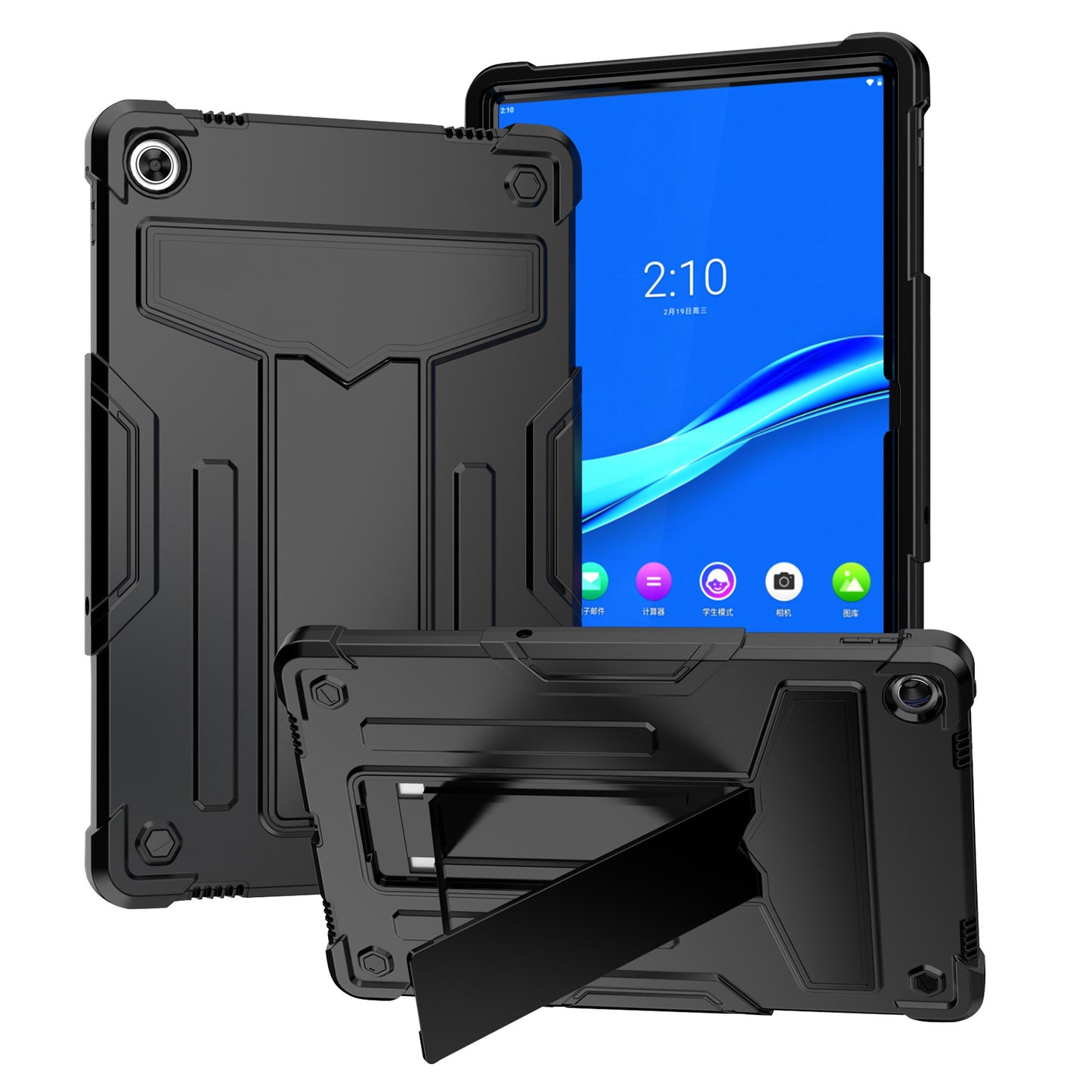 For Lenovo Tab M10 Plus (Gen 3) T-shaped Kickstand Shockproof Anti-fall PC + Silicone Tablet Case Protective Cover