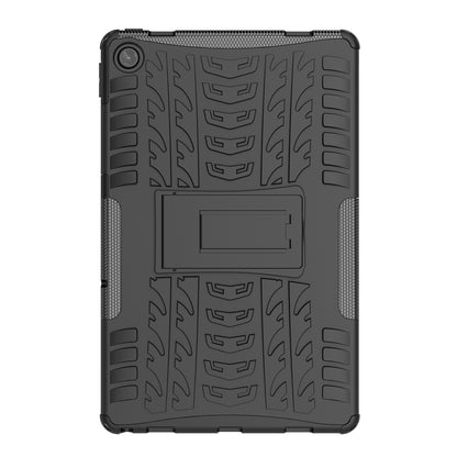 For Lenovo Tab M10 Plus (Gen 3) Anti-scratch Anti-fall Tire Texture Kickstand Heavy Duty Armor Cover Soft TPU Hard PC Case