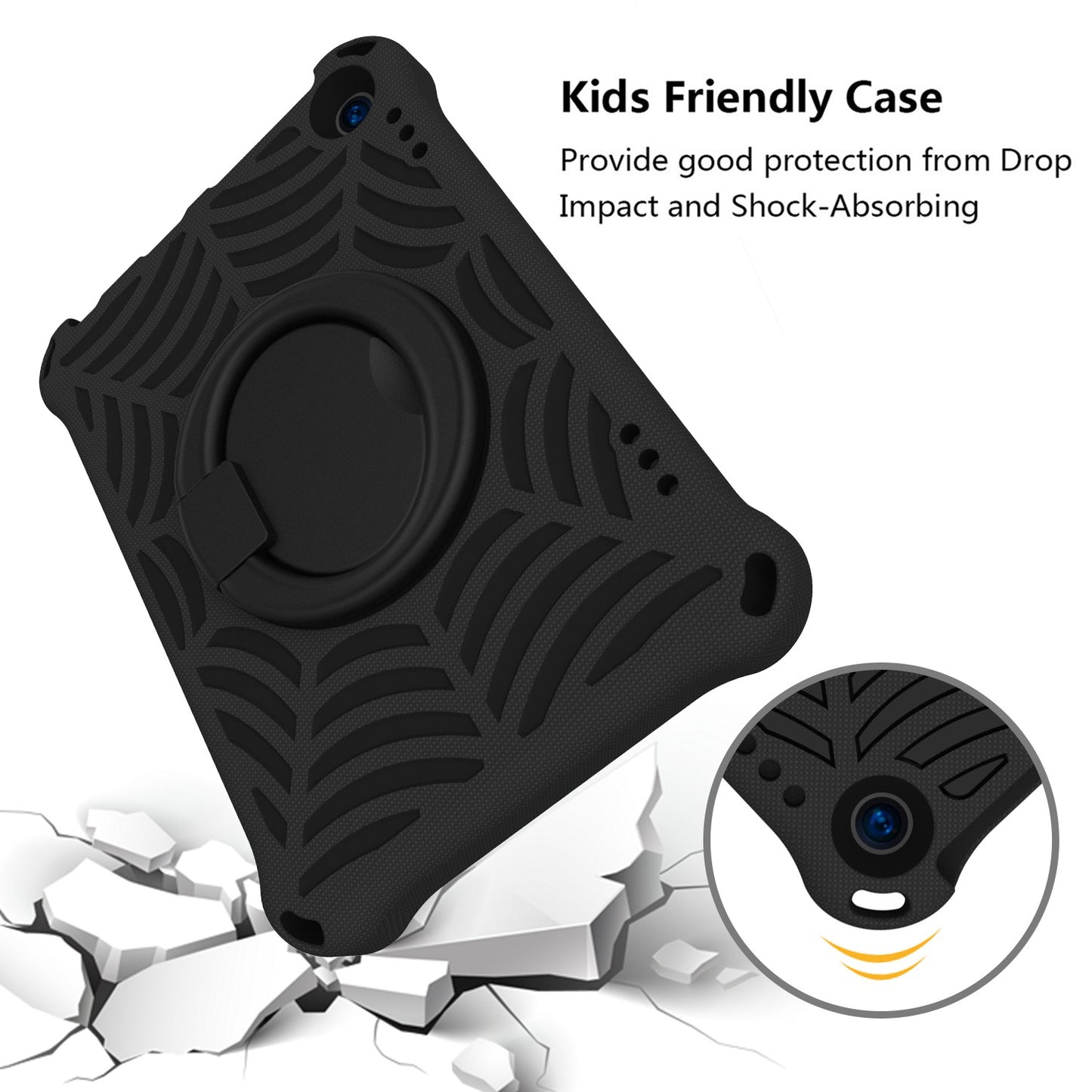 For Amazon Fire HD 8 (2020)/8 Plus (2020) Kickstand Tablet Case Anti-Scratch Protective Cover Shockproof EVA Case with Shoulder Strap