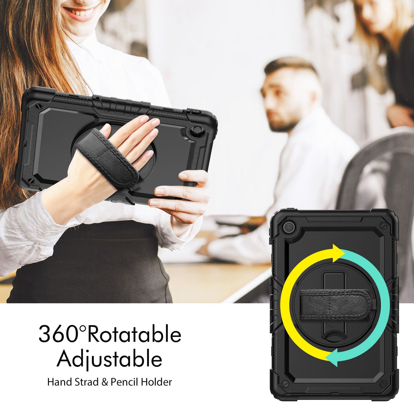 For Lenovo Tab M10 Plus (Gen 3) 125FU/128FU Silicone+PC Protective Case with Shoulder Strap Anti-Scratch Cover Shockproof Portable Tablet Kickstand Case