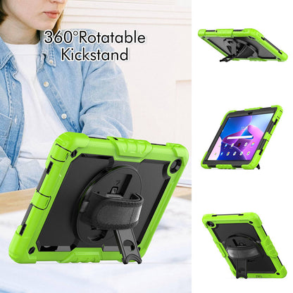 For Lenovo Tab M10 Plus (Gen 3) 125FU/128FU Silicone+PC Protective Case with Shoulder Strap Anti-Scratch Cover Shockproof Portable Tablet Kickstand Case