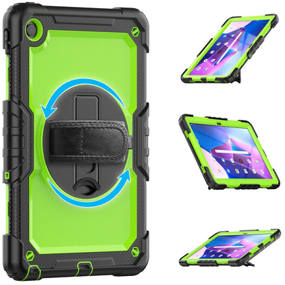 For Lenovo Tab M10 Plus (Gen 3) 125FU/128FU Silicone+PC Protective Case with Shoulder Strap Anti-Scratch Cover Shockproof Portable Tablet Kickstand Case