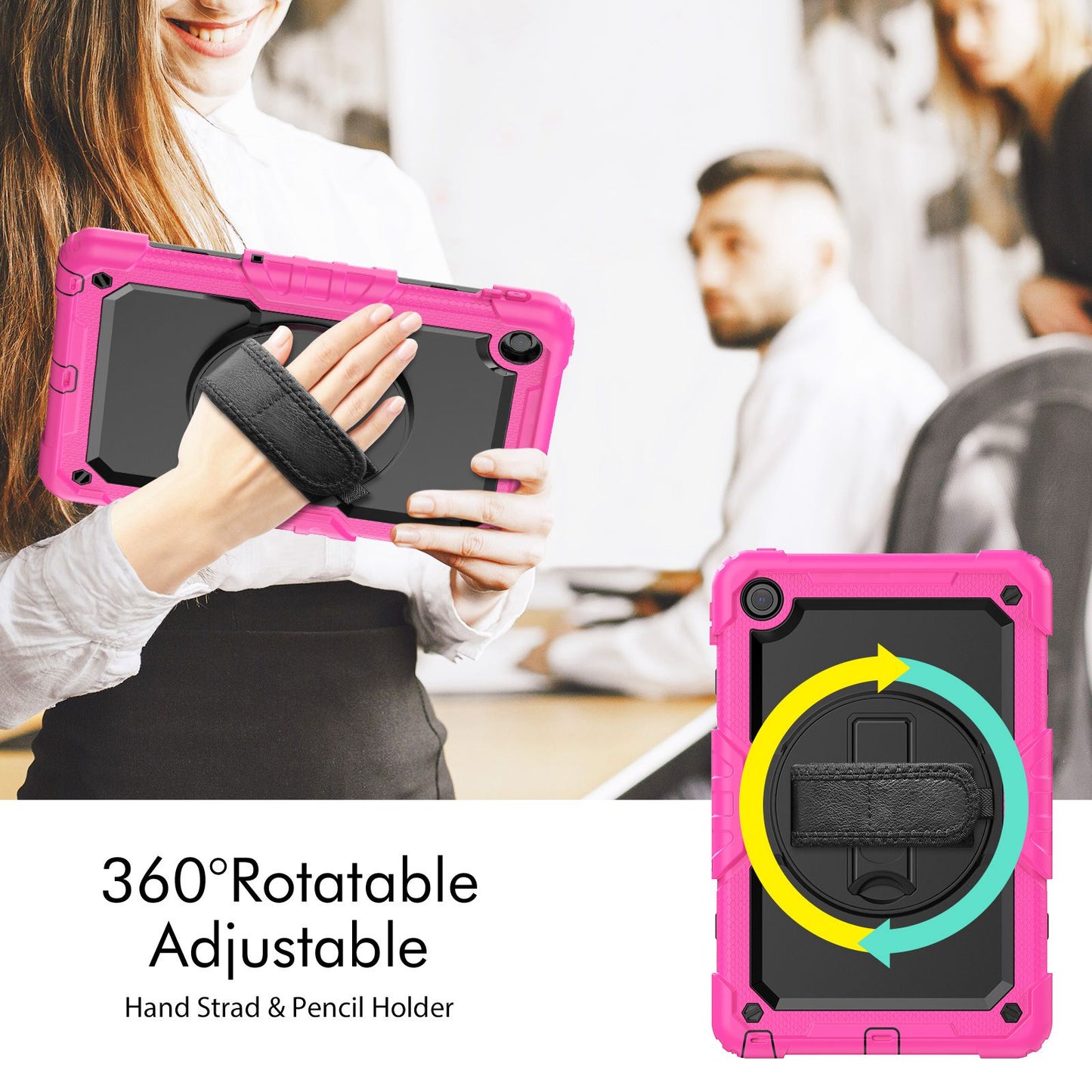 For Lenovo Tab M10 Plus (Gen 3) 125FU/128FU Silicone+PC Protective Case with Shoulder Strap Anti-Scratch Cover Shockproof Portable Tablet Kickstand Case