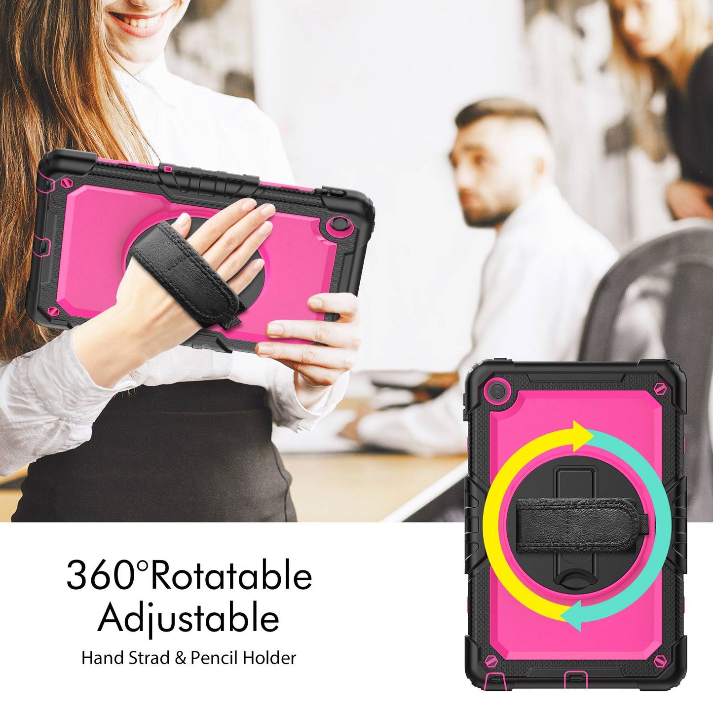 For Lenovo Tab M10 Plus (Gen 3) 125FU/128FU Silicone+PC Protective Case with Shoulder Strap Anti-Scratch Cover Shockproof Portable Tablet Kickstand Case