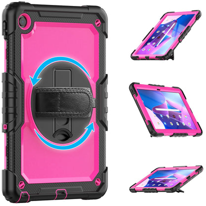 For Lenovo Tab M10 Plus (Gen 3) 125FU/128FU Silicone+PC Protective Case with Shoulder Strap Anti-Scratch Cover Shockproof Portable Tablet Kickstand Case