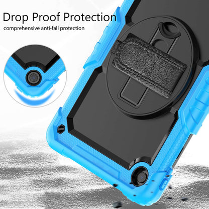 For Lenovo Tab M10 Plus (Gen 3) 125FU/128FU Silicone+PC Protective Case with Shoulder Strap Anti-Scratch Cover Shockproof Portable Tablet Kickstand Case