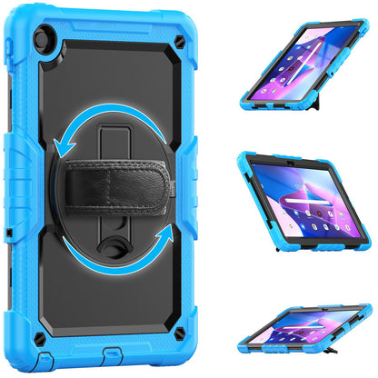 For Lenovo Tab M10 Plus (Gen 3) 125FU/128FU Silicone+PC Protective Case with Shoulder Strap Anti-Scratch Cover Shockproof Portable Tablet Kickstand Case