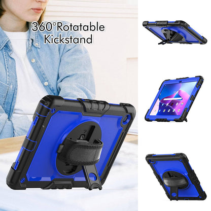 For Lenovo Tab M10 Plus (Gen 3) 125FU/128FU Silicone+PC Protective Case with Shoulder Strap Anti-Scratch Cover Shockproof Portable Tablet Kickstand Case