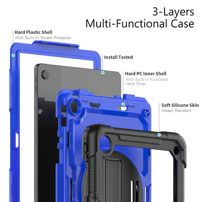 For Lenovo Tab M10 Plus (Gen 3) 125FU/128FU Silicone+PC Protective Case with Shoulder Strap Anti-Scratch Cover Shockproof Portable Tablet Kickstand Case