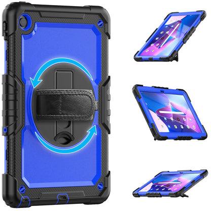 For Lenovo Tab M10 Plus (Gen 3) 125FU/128FU Silicone+PC Protective Case with Shoulder Strap Anti-Scratch Cover Shockproof Portable Tablet Kickstand Case