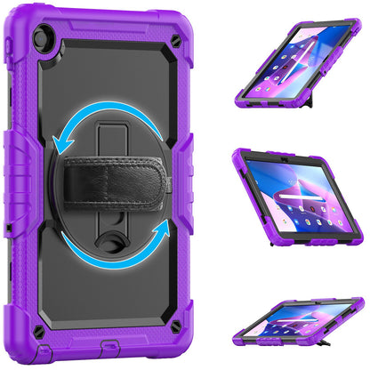 For Lenovo Tab M10 Plus (Gen 3) 125FU/128FU Silicone+PC Protective Case with Shoulder Strap Anti-Scratch Cover Shockproof Portable Tablet Kickstand Case