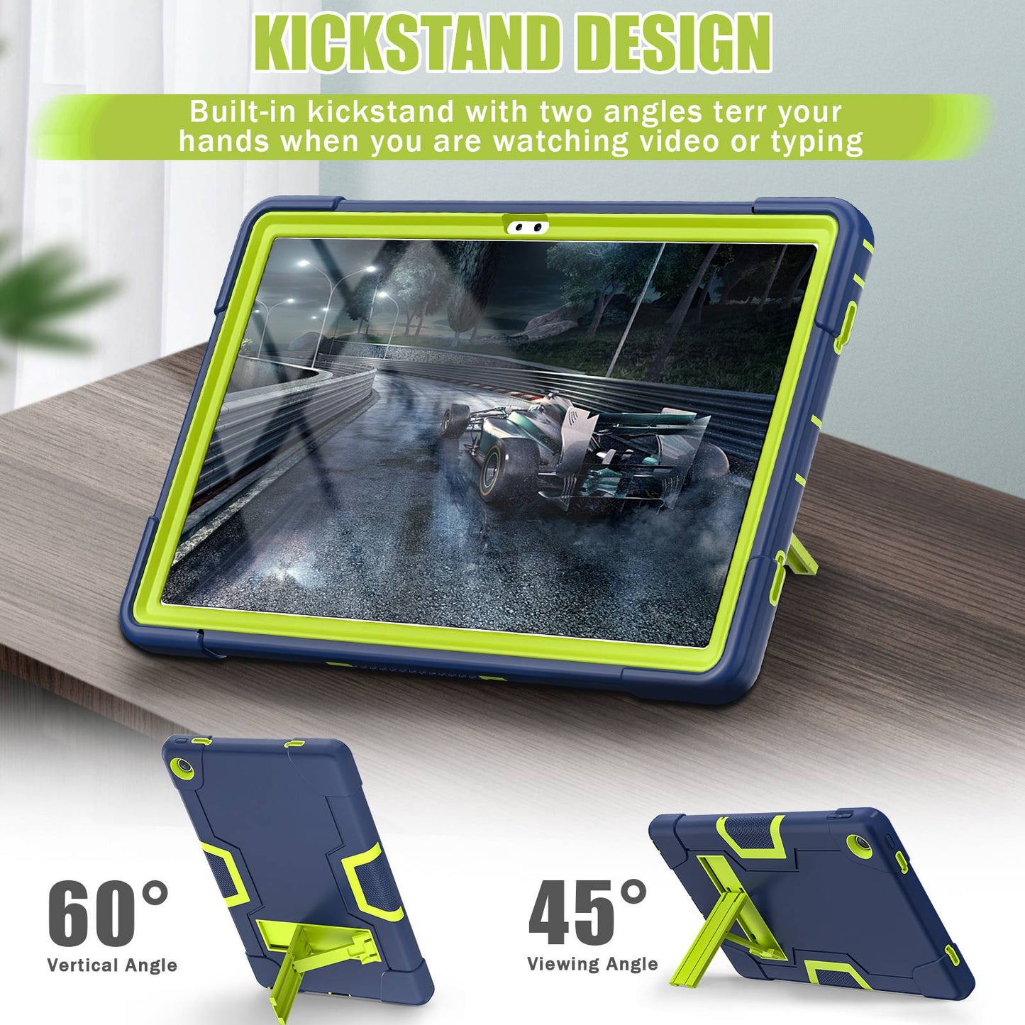 For Lenovo Tab M10 Plus (Gen 3) 125FU/128FU Protective Case Robot Pattern Silicone+PC Tablet Anti-Scratch Cover Shockproof Portable Kickstand Case