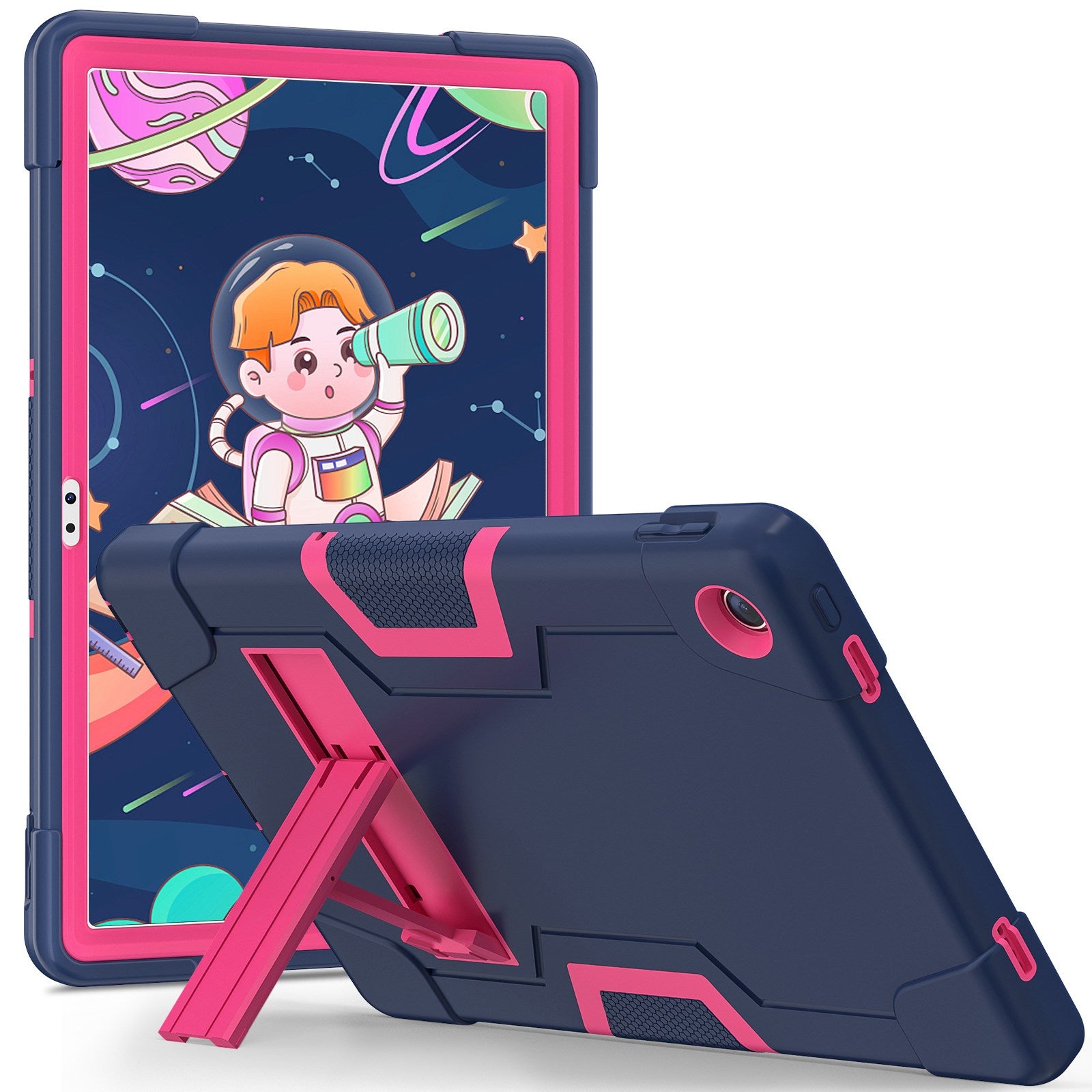 For Lenovo Tab M10 Plus (Gen 3) 125FU/128FU Protective Case Robot Pattern Silicone+PC Tablet Anti-Scratch Cover Shockproof Portable Kickstand Case