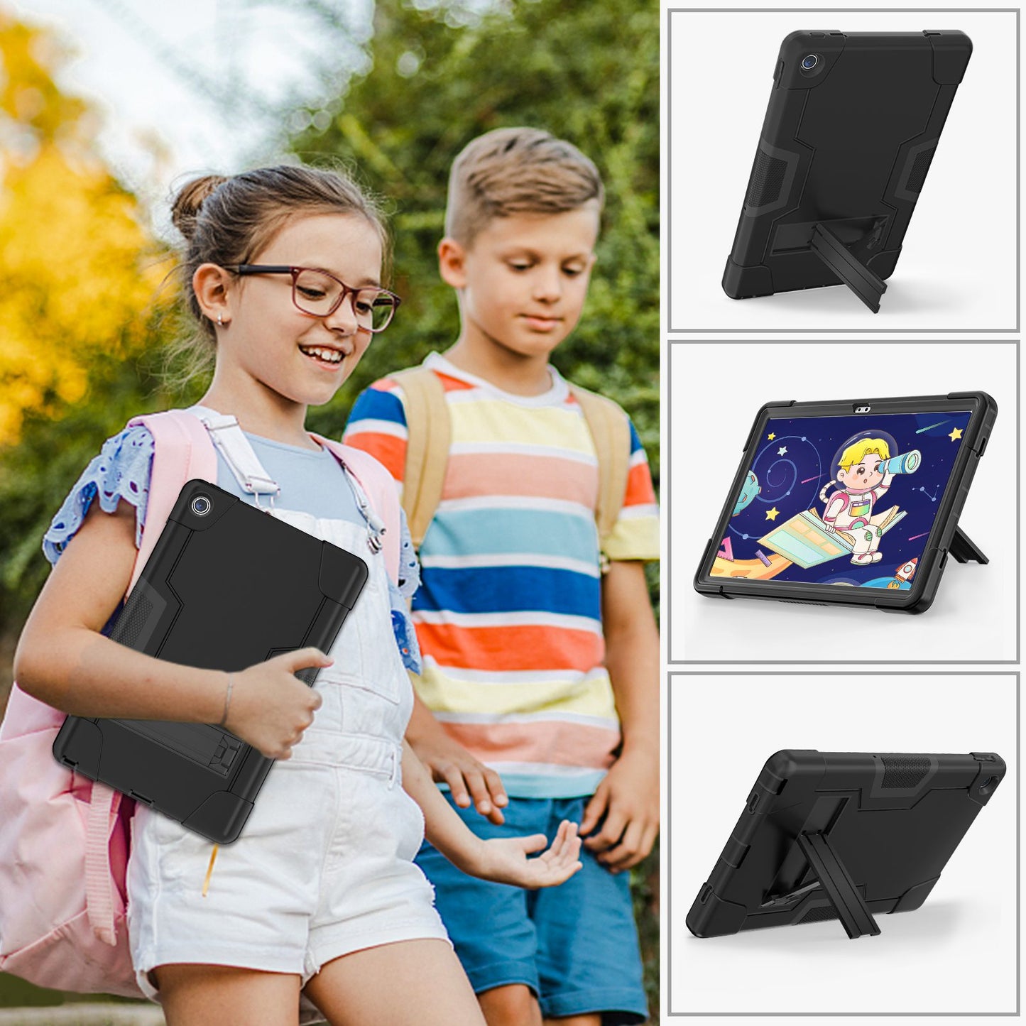 For Lenovo Tab M10 Plus (Gen 3) 125FU/128FU Protective Case Robot Pattern Silicone+PC Tablet Anti-Scratch Cover Shockproof Portable Kickstand Case