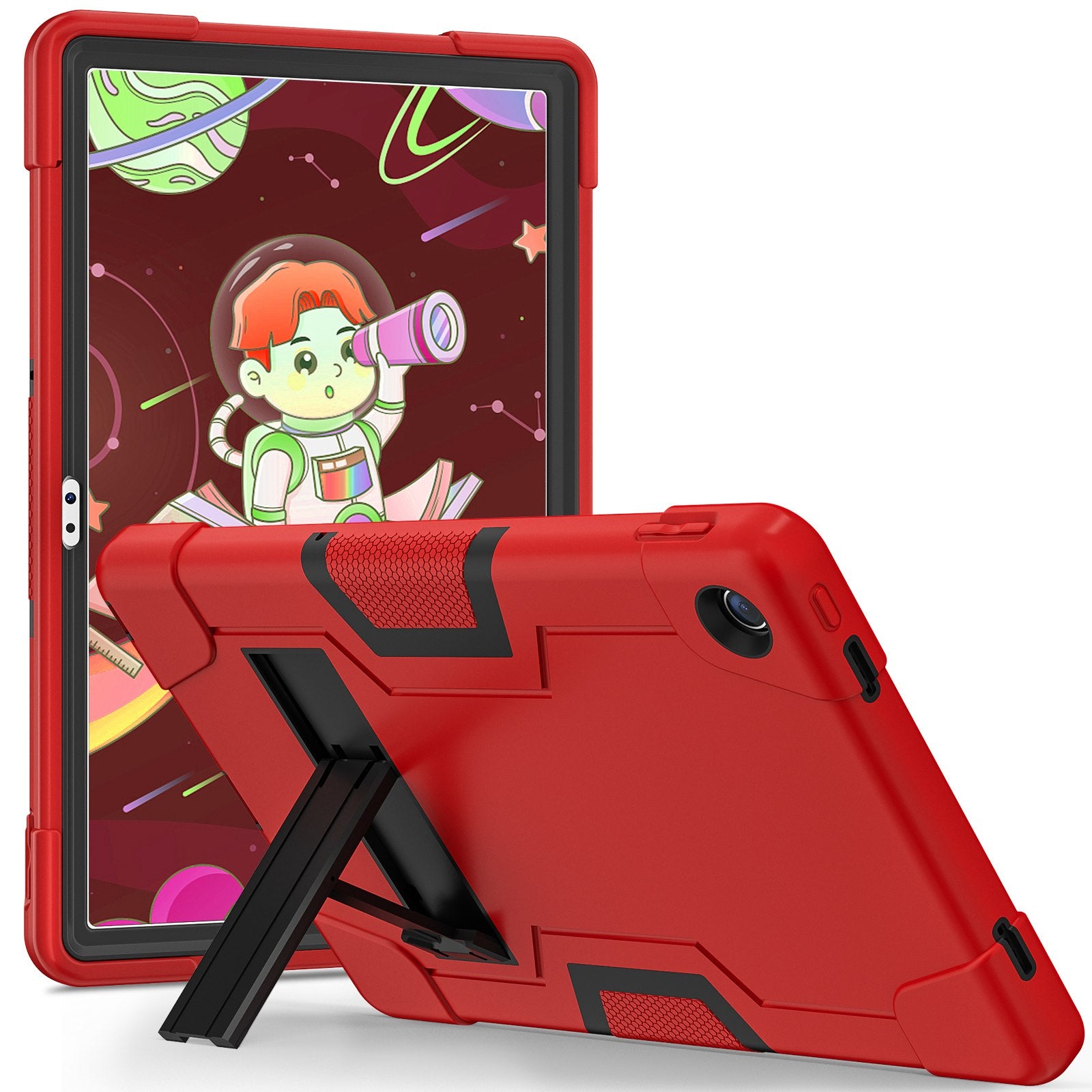 For Lenovo Tab M10 Plus (Gen 3) 125FU/128FU Protective Case Robot Pattern Silicone+PC Tablet Anti-Scratch Cover Shockproof Portable Kickstand Case