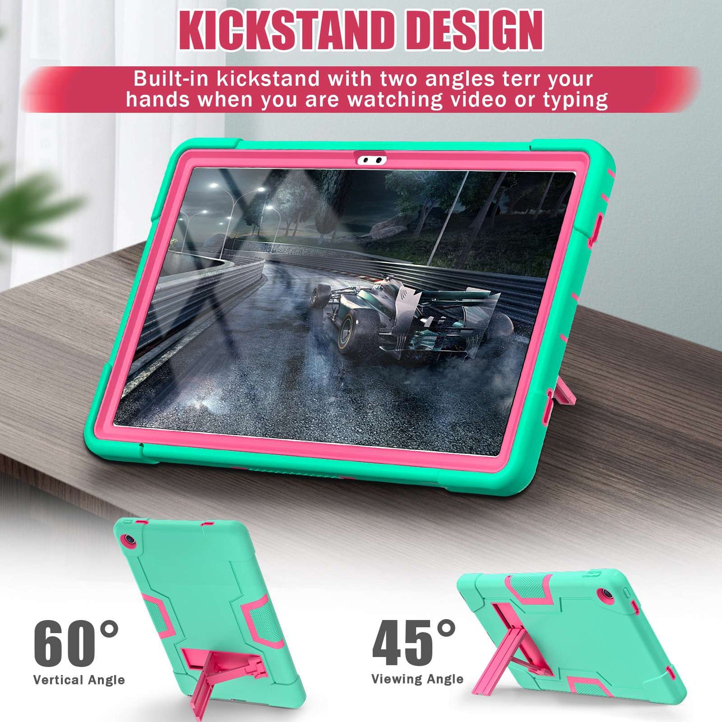 For Lenovo Tab M10 Plus (Gen 3) 125FU/128FU Protective Case Robot Pattern Silicone+PC Tablet Anti-Scratch Cover Shockproof Portable Kickstand Case