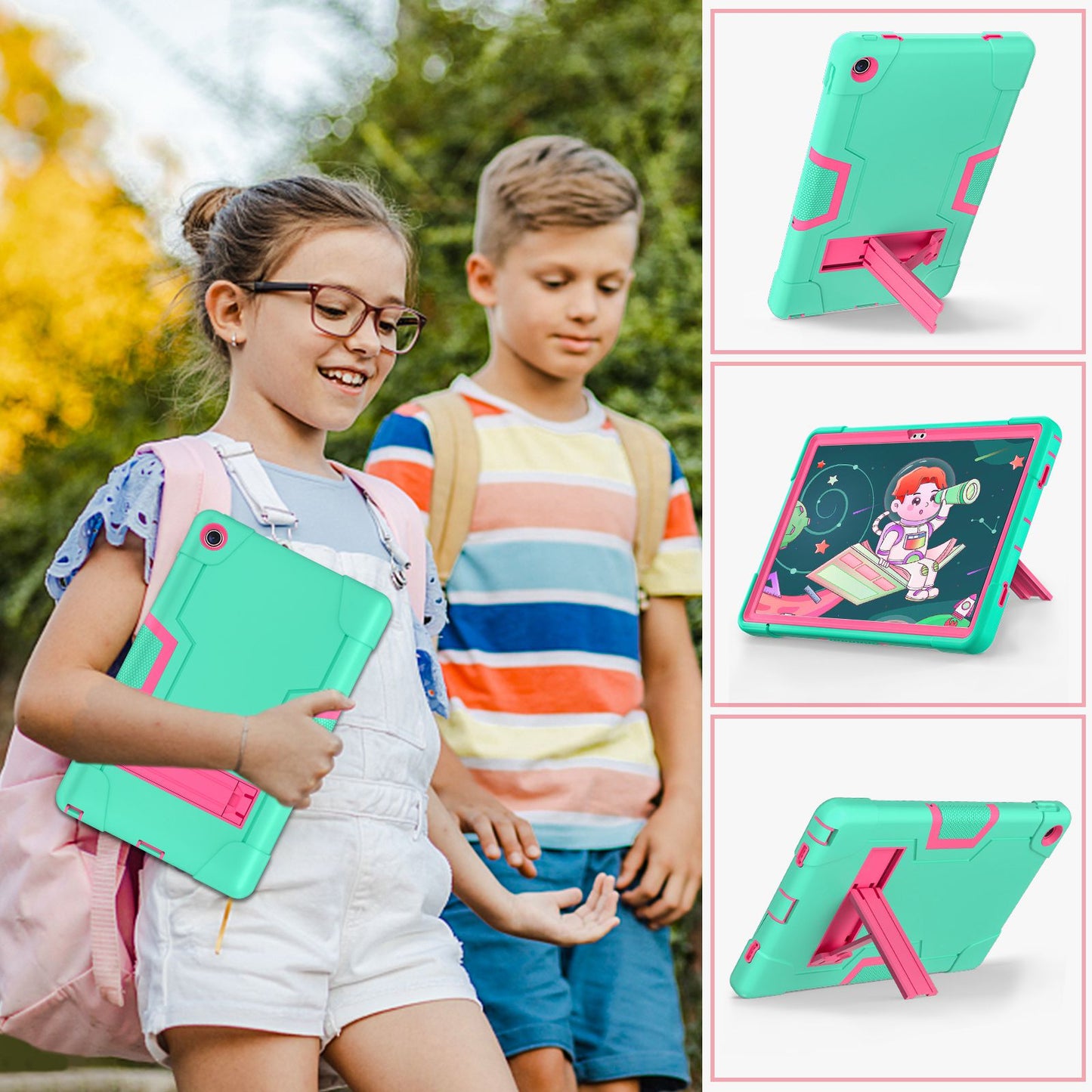 For Lenovo Tab M10 Plus (Gen 3) 125FU/128FU Protective Case Robot Pattern Silicone+PC Tablet Anti-Scratch Cover Shockproof Portable Kickstand Case