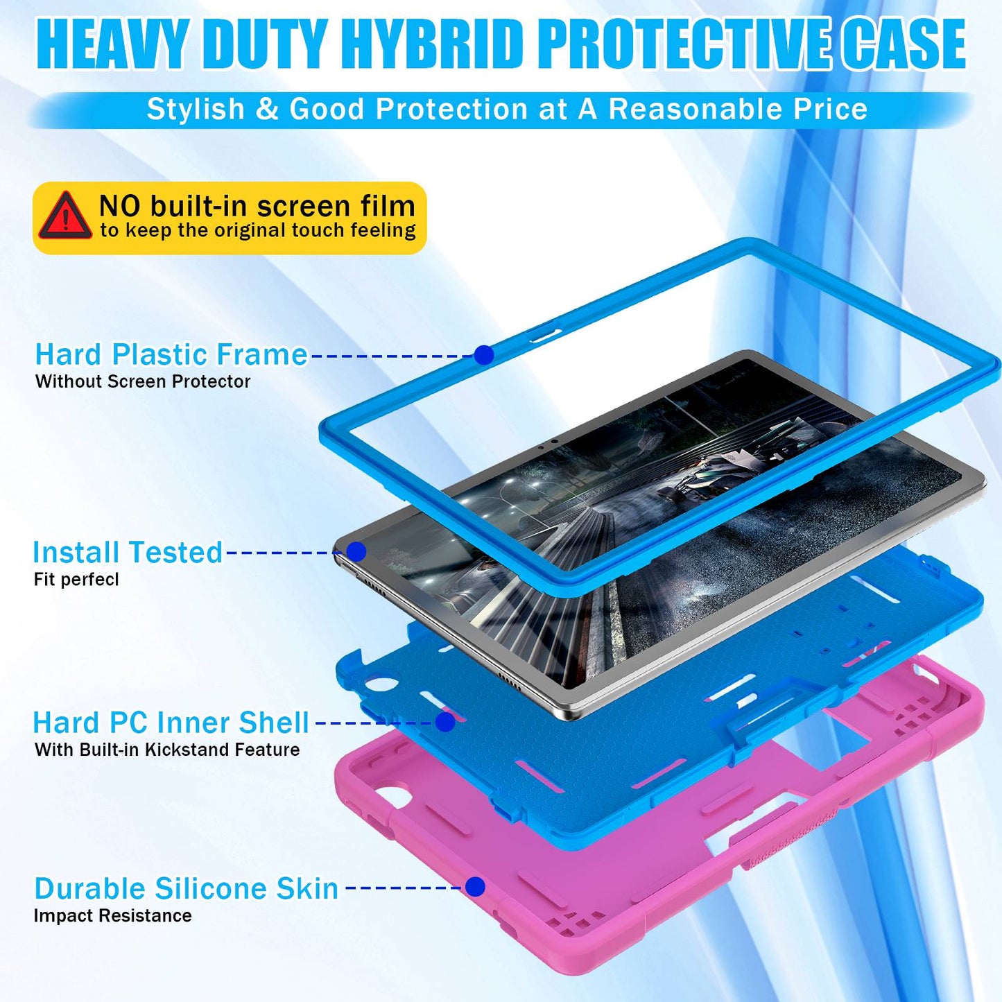 For Lenovo Tab M10 Plus (Gen 3) 125FU/128FU Protective Case Robot Pattern Silicone+PC Tablet Anti-Scratch Cover Shockproof Portable Kickstand Case