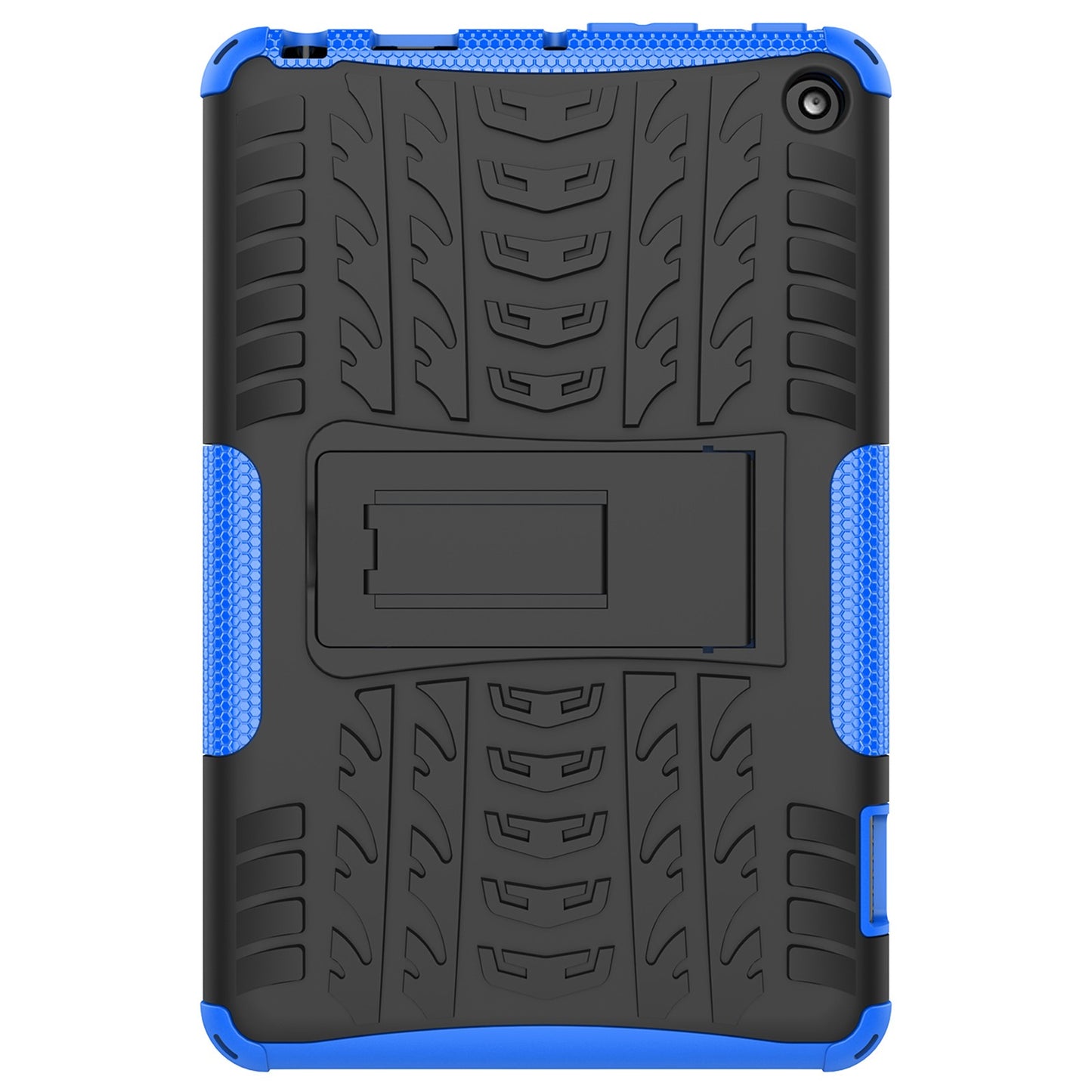 For Amazon Fire 7 (2022) Tire Texture Anti-Slip Case Drop Protection Hybrid PC+TPU Heavy Duty Cover with Stand