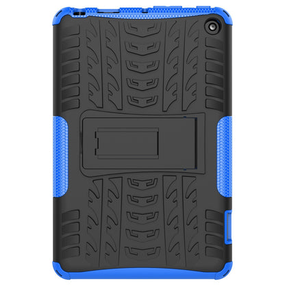 For Amazon Fire 7 (2022) Tire Texture Anti-Slip Case Drop Protection Hybrid PC+TPU Heavy Duty Cover with Stand