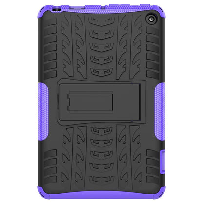 For Amazon Fire 7 (2022) Tire Texture Anti-Slip Case Drop Protection Hybrid PC+TPU Heavy Duty Cover with Stand