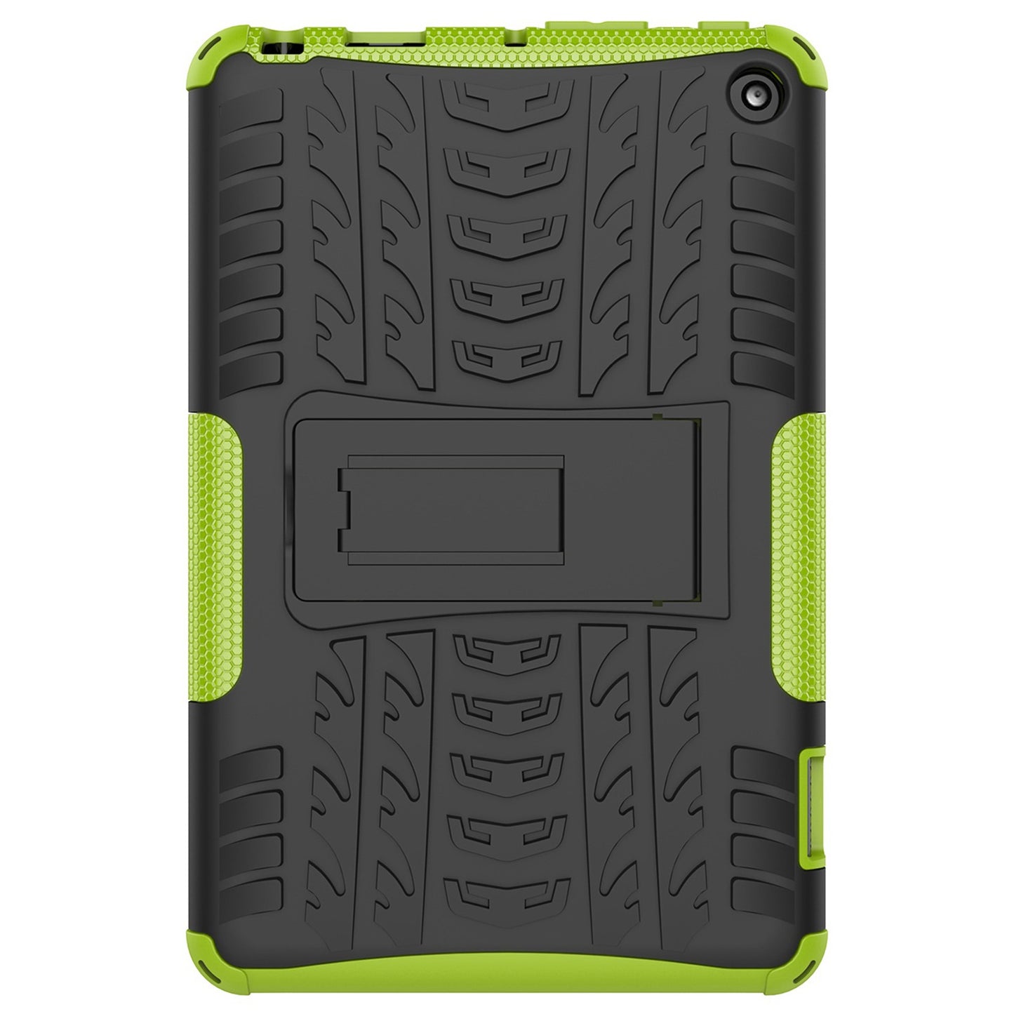 For Amazon Fire 7 (2022) Tire Texture Anti-Slip Case Drop Protection Hybrid PC+TPU Heavy Duty Cover with Stand