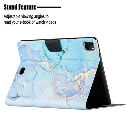 For iPad Pro 11-inch (2018) / (2020) / iPad Air (2022) / (2020) Marble Pattern PU Leather Tablet Case Auto Wake / Sleep Cover with Stand Card Holder