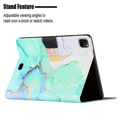 For iPad Pro 11-inch (2018) / (2020) / iPad Air (2022) / (2020) Marble Pattern PU Leather Tablet Case Auto Wake / Sleep Cover with Stand Card Holder