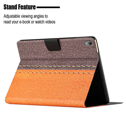 PU Leather Stand Case for Lenovo Tab P11 TB-J606F / Tab P11 5G, Bi-color Splicing Card Slots Protective Tablet Cover