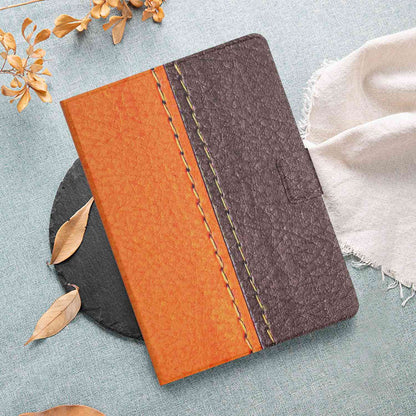 PU Leather Stand Case for Lenovo Tab P11 TB-J606F / Tab P11 5G, Bi-color Splicing Card Slots Protective Tablet Cover