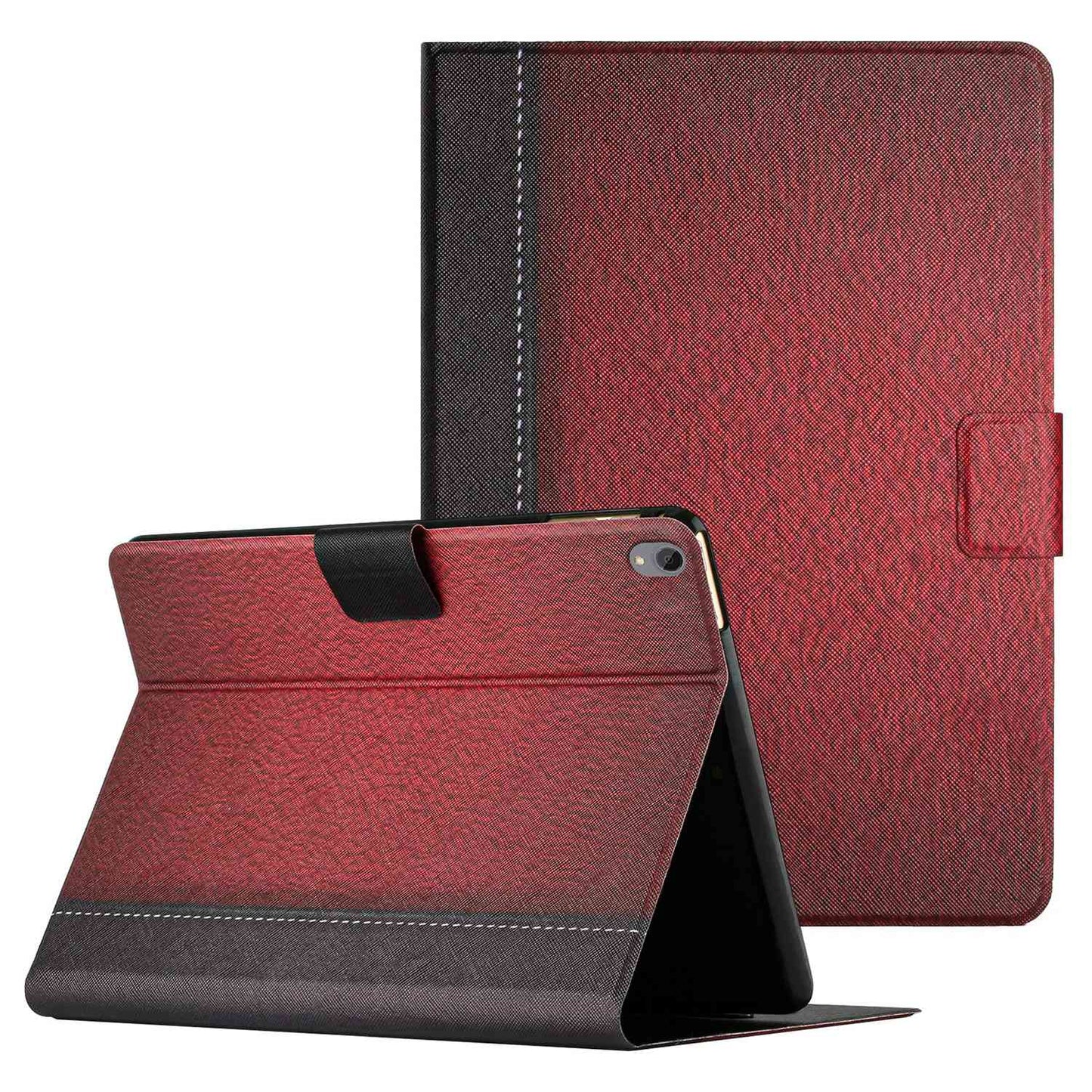 PU Leather Stand Case for Lenovo Tab P11 TB-J606F / Tab P11 5G, Bi-color Splicing Card Slots Protective Tablet Cover