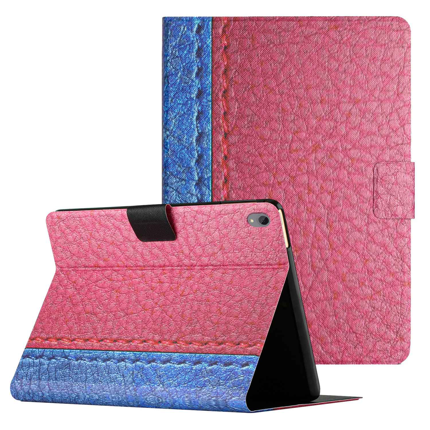 PU Leather Stand Case for Lenovo Tab P11 TB-J606F / Tab P11 5G, Bi-color Splicing Card Slots Protective Tablet Cover