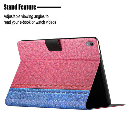 PU Leather Stand Case for Lenovo Tab P11 TB-J606F / Tab P11 5G, Bi-color Splicing Card Slots Protective Tablet Cover