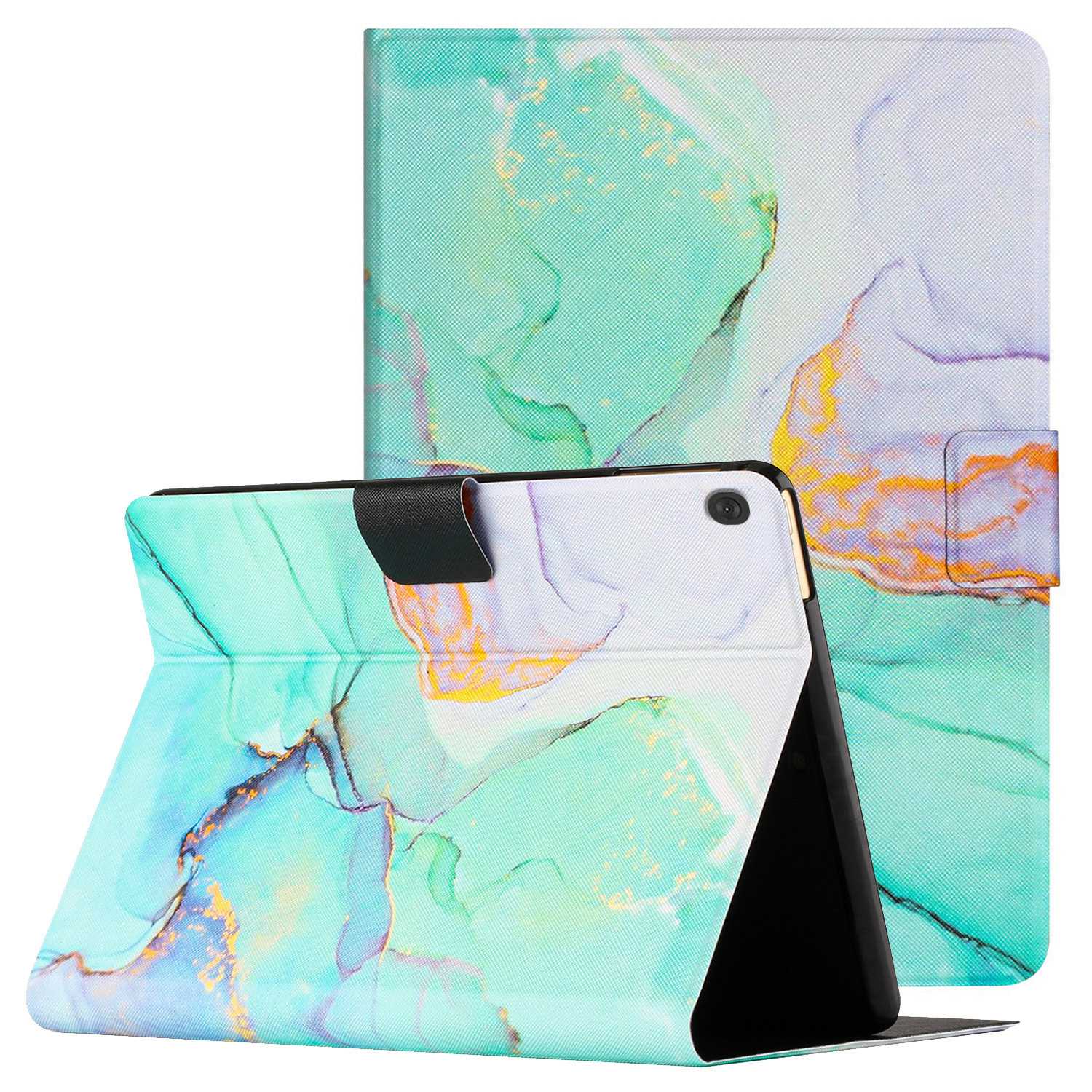 For Lenovo Tab M10 TB-X605F / X505 Adjustable Stand Marble Pattern Tablet Cover PU Leather Card Holder Anti-scratch Case