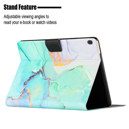 For Lenovo Tab M10 TB-X605F / X505 Adjustable Stand Marble Pattern Tablet Cover PU Leather Card Holder Anti-scratch Case